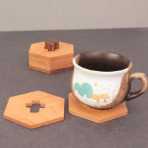  FOCUS coaster hollow cross storage Christian crafts Home practical gifts Cherry wood set