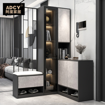 Corner porch cabinet shoe cabinet integrated Cabinet modern simple screen partition light luxury wind wine cabinet entrance hall cabinet with lights