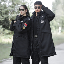 Military Cotton Great Coat Long style Anti-chill Thickening Special Soldiers Winter Security Corps Cotton Coat Women Heavy Duty Cold-proof Winter Solder