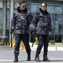 Python camouflate cotton coat mens winter thickened and velvety short-style security coat anti-cold and warm womens cotton clothes military fans