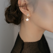 Advanced senses white fritillaries Stars Ear Nail Delicate 100 lap Earrings 2022 New wave ear clip women without earbuds earrings