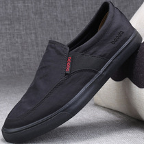 Full black One foot pedal mens shoes working shoes Canvas Sloth Casual 2022 New Spring 100 Hitch Shoes Wave Shoes
