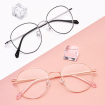 Retro large frame flat light anti-blue myopia glasses female Korean version of tide net red frame men can be equipped with degree anti-fatigue