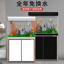 Large medium and small fish tank living room with bottom cabinet floor flat home lazy people change water super white glass ecological aquarium