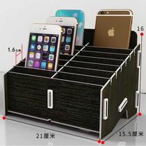 Conference classroom storage shelf Mobile phone storage box storage management box Desktop multi-grid wooden screen storage box placement