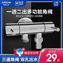 Wrigley three-way angle valve one in two out Triangle valve double switch double faucet water separator household water valve switch
