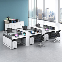 Simple modern staff office table and chair combination 2 4 6 people working position screen card holder office financial table