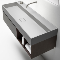 Italian rock plate one-piece basin Bathroom cabinet combination Modern simple solid wood sink bathroom cabinet Face wash basin