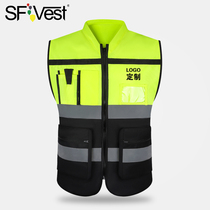 Reflective vest traffic safety clothing construction site vest reflective clothing motorcycle riding jacket color multi-bag construction