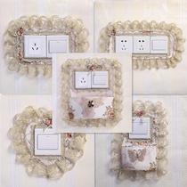 Lace switch patch wall patch light switch decorative cover cloth art single open double open with pocket mobile phone charging socket protective sleeve