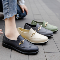 Low Bunch Rain Shoes Women Casual Fashion Short Barrel Rain Boots Trendy Ladies Shoes Flat Bottom Waterproof Plus Suede Thick Underwater Shoes Non-slip