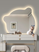 New Small Bear Mirror Irregular Bathroom Mirror Cute LE Luminous Creative Applier Wall Dresser Wall-mounted Intelligence