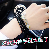 Bracelet male tide Korean version of the Zodiac personality luminous boys decorated Buddha beads Mens hand beaded beads trend shaking sound net red