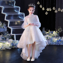 Girl host evening dress long sleeve flower boy puffy gauze childrens piano performance dress little girl foreign princess dress