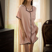 Vimiwei Sexy Pyjamas Sleeping Dress Summer Short Sleeve Real Silk 2022 The new middle and long silk V collar is in the spring