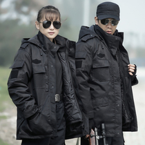 Military cotton coat mens winter thickened medium-length genuine security training cold cotton clothing warm labor protection work cotton jacket
