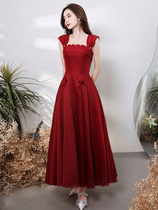 Toast dress 2021 summer new red little dress wedding engagement princess dress small man can usually wear one shoulder