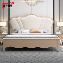 Italian light luxury solid wood bed modern simple double 1 8 meo American net red 1 5m master bedroom storage wedding bed