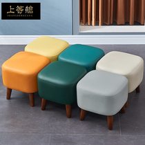 Nordic genuine leather swapped stool portal into household creative small leather stool soft bag cushion head layer cow leather short stool ultra narrow