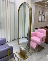 Barber shop mirror with light net red beauty salon body mirror single and double-sided floor-to-ceiling hair cutting mirror table hair salon dedicated