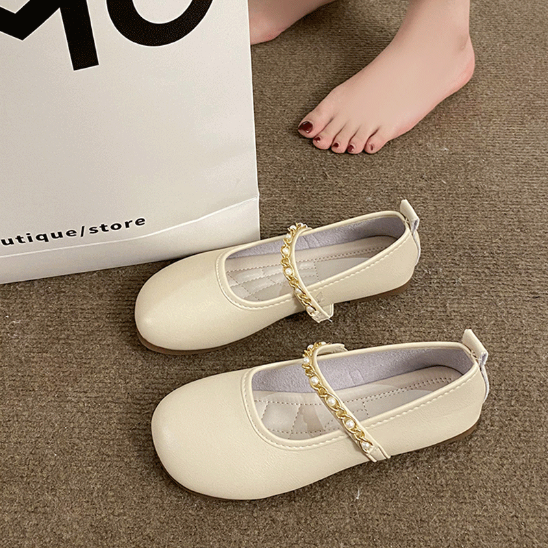 Fairy style soft sole soft leather single shoes for women's outerwear, new autumn 2023 Mary Jane women's shoes, flat bottomed beans women's shoes