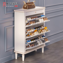 Customized pure solid wood shoe cabinet American super narrow small house type flip bucket shoe cabinet all solid wood home door entrance shoe rack