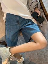 Summer new denim shorts womens high waist loose Japanese pants casual wide leg pants ins tide thin