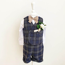 Childrens dress boy suit flower boy handsome boy boy boy British style vest suit three-piece boy catwalk