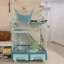 Cat cage home super large free space indoor with toilet integrated cat villa two-story cat house kitten cage