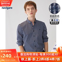 Navigare Italian Sailboat Plaid Long Sleeve Men 2021 New Cotton Casual Plaid Shirt