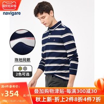 Navigare Italian Sailboat Stripe lapel long sleeve polo shirt mens 2021 new autumn casual top
