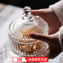 Eurostyle crystal glass Candy Flush Creative Living Room Candy Jar Dried Fruit Pan Candy Jar with lid Goo flush Accessories Box
