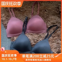 Simple and comfortable breathable non-scented bra without steel ring thin bra triangle cup ladies big chest show small commuter underwear
