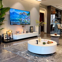 Nordic Rockboard Tea Table TV Cabinet Composition Extremely Minimalist Modern Light Lavish Living-room Small Family type ins Swindy cabinet