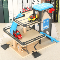 Compatible with wooden Le cool little train track toy Wooden simulation lifting parking lot rail car