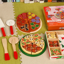 Baby wooden cut cut to see music simulation pizza kitchen toys childrens house gift kindergarten area corner toys