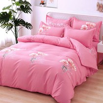 Thickened pure polished bed sheets quilt cover four-piece simple skin-friendly dormitory quilt cover three-piece set 4-piece bedding