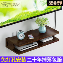 Punch-free solid wood set-top box Router storage rack Bedroom living room wall TV wall-mounted wall shelf