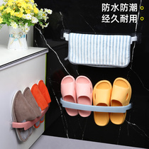 Towel rack non-perforated bathroom wall-mounted snap-on paste waterproof special clothes hanger hanging clothes storage and finishing artifact