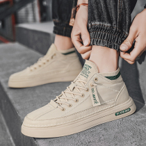 Sails Cloth Shoes Men High Help Summer Tide 100 lap Breathable Deodorant Small White Shoes Summer Thin not lacing casual cloth shoes