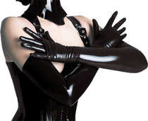 Sexy imitation patent leather bright leather fun gloves Latex coated tight split finger gloves SM nightclub prom queen temptation