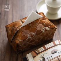 Chinese light luxury tissue box fabric set high-grade drawing paper box living room household model room smoking paper bag homestay simple style