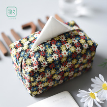 Net red hanging pumping paper box small Daisy tissue box fabric car household tissue cloth bag hipster tie belt