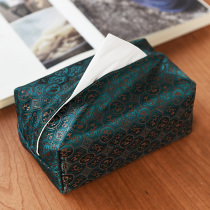 Muzhong style light luxury fabric tissue box hand-woven Song brocade pumping paper box Zen home car tissue bag