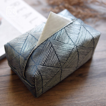 Light luxury Chinese style drawing paper box fabric high-end living room household tissue storage box Zen simple imitation silk tissue cover