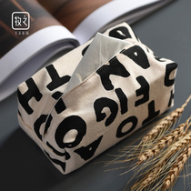 ins art letter tissue box fabric simple European style home use paper box pure cotton printed tissue storage set