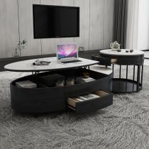 Designer rock board coffee table TV cabinet combination light luxury modern simple lift oval coffee table table living room home