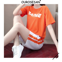 OURROSESAN fashion leisure sports suit womens Korean version loose short-sleeved shorts two-piece summer