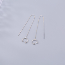s925 pure silver one-piece earring earbone clip new minimalist temperament ins Chaumen personality mesh red ear chain earrings
