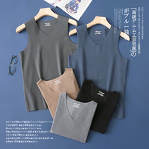 (Duvet Self-Heating Day Series Foreign Trade Tailstock) No-scratched vest grinding undershirt to wear pure colour V-collar vest